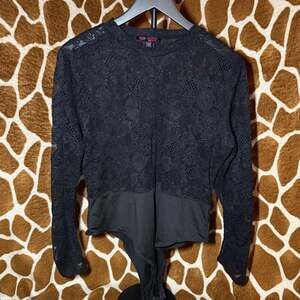 Love Nation Black Lace Long Sleeve Bodysuit 2XL